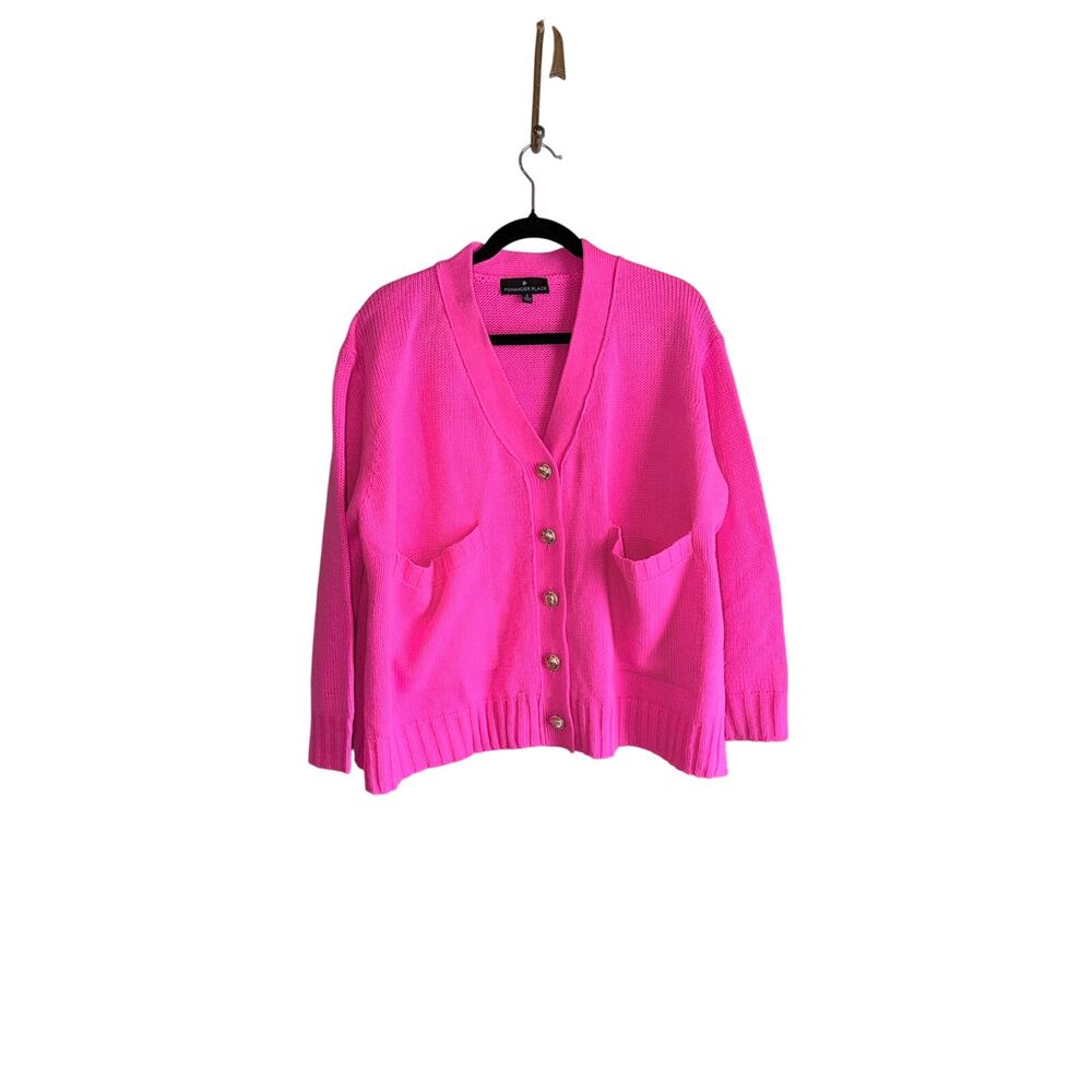 tuckernuck pomander place hot pink knit cardigan sweater oversized barbie small